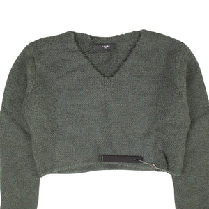 Green Cropped Boucle Sweater
