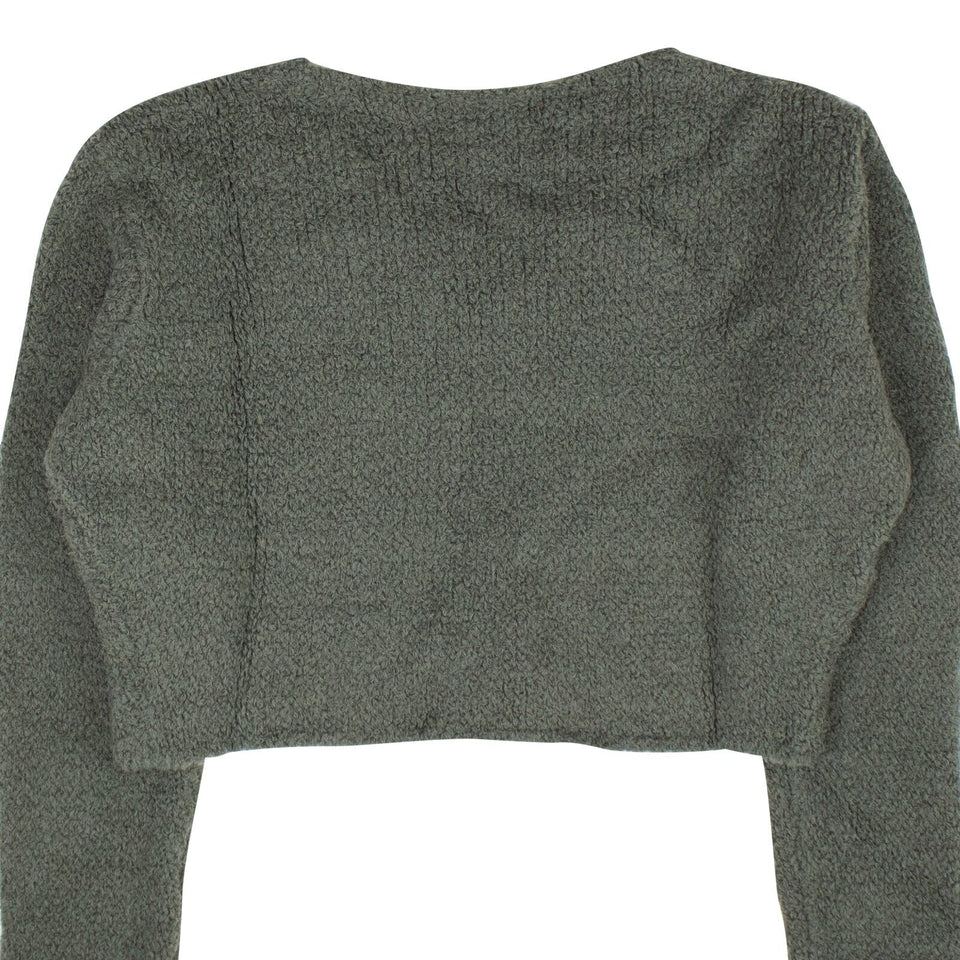 Green Cropped Boucle Sweater