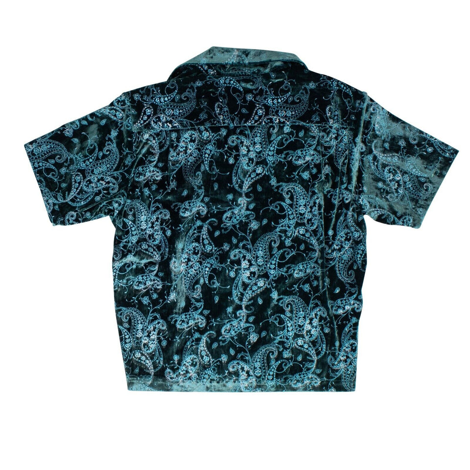 Blue Paisley Velvet Glitter Shirt