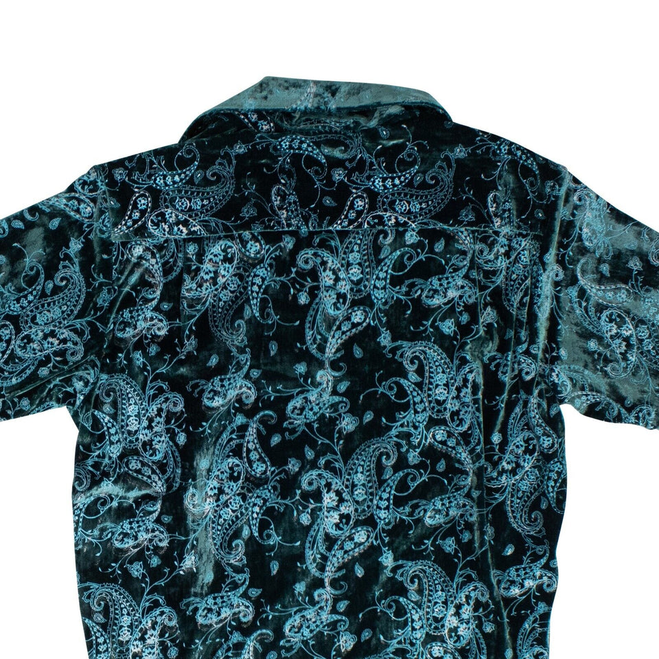 Blue Paisley Velvet Glitter Shirt