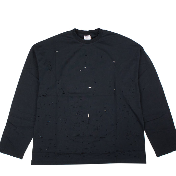 Black Perforated Design T-Shirt