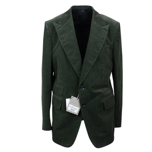 Dark Green Corduroy Jacket With Welt Pockets