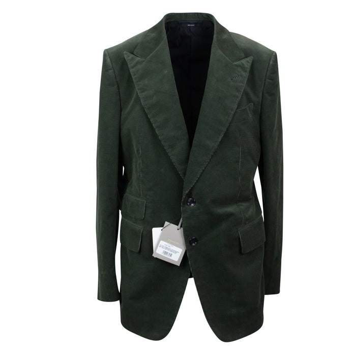 Dark Green Corduroy Jacket With Welt Pockets