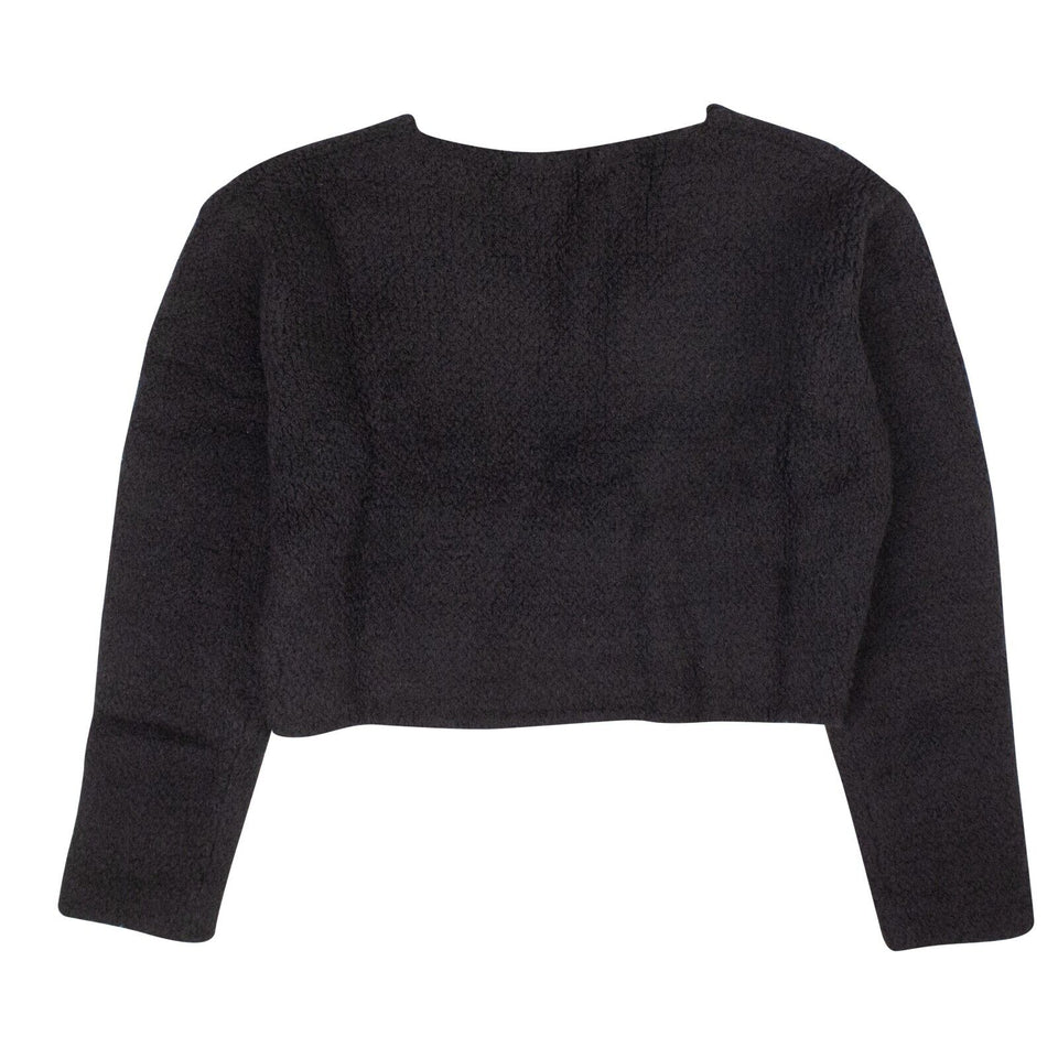 Black Cropped Boucle Sweater