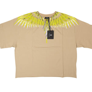 Beige And Lime Sharp Wings Oversized T-Shirt