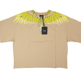 Beige And Lime Sharp Wings Oversized T-Shirt