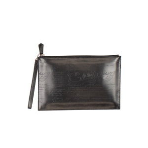 Terse Leather Zip Pouch - Black