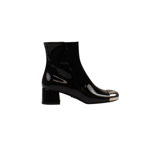 Black And Silver Ankle Boots With Metal Toe