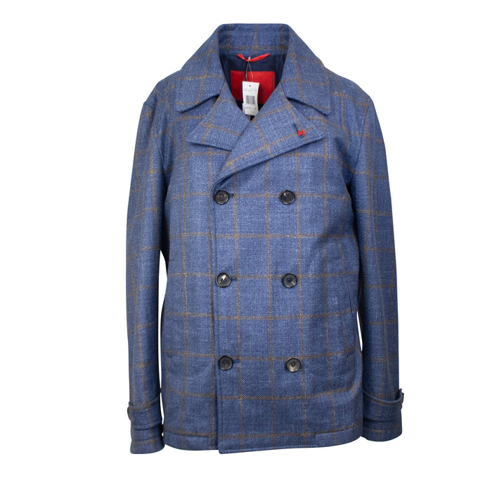 Isaia Plaid Double Breasted Jacket - Blue/Gray