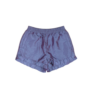 Blue Ruffle Nylon Shorts