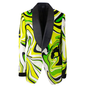 Neon Green & White Psychedelic Abstract Suit