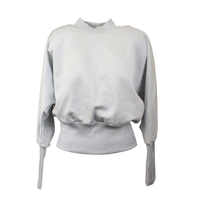 Grey Ribbed Satin Fleece Sweatshirt