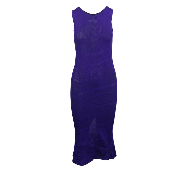 Purple Ribbed Knit Dress