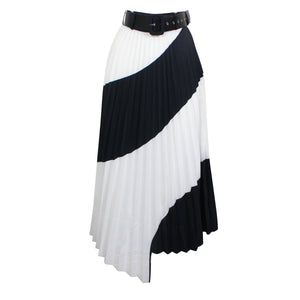 Black White Plisse Pleated Skirt