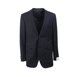 Single Breasted Black & Blue Pinstriped Suit