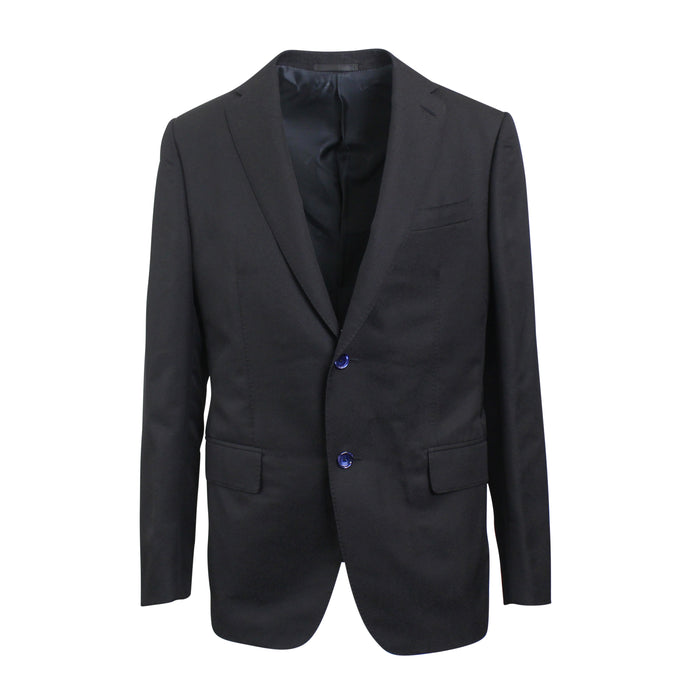 Black Single Breasted Wool & Linen Suit