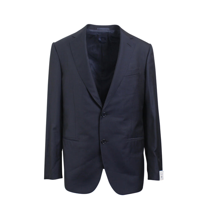 Navy Single Breasted 3 Piece Wool & Silk Suit