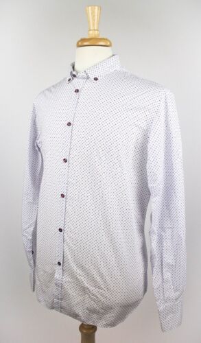 Aglini Mens Dots On Stripes Dress Shirt - White/Purple