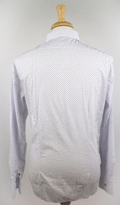 Aglini Mens Dots On Stripes Dress Shirt - White/Purple