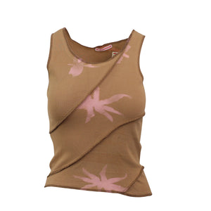 BEIGE WITH PINK TWIST ANENOME TANK TOP
