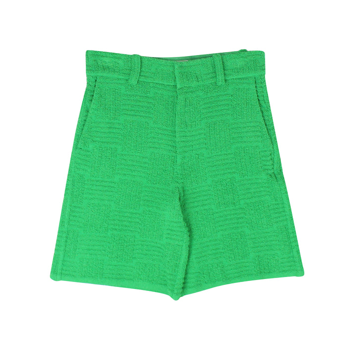 Green Jacquard Toweling Shorts