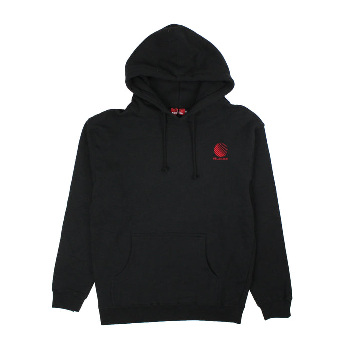 BLACK HELLRAZOR LOGO EMBROIDERED PULLOVER HOODIE