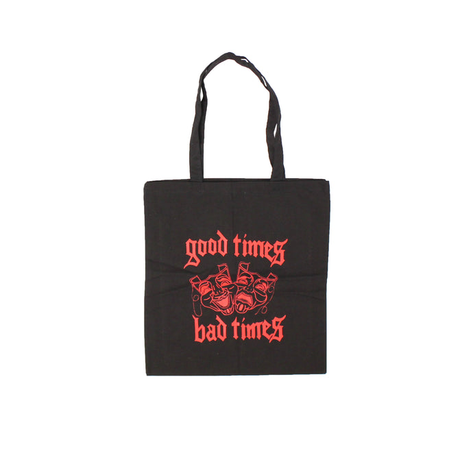 BLACK RED GOOD TIMES BAD TIMES TOTE