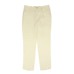 White Plaid Tailored Linen Trousers