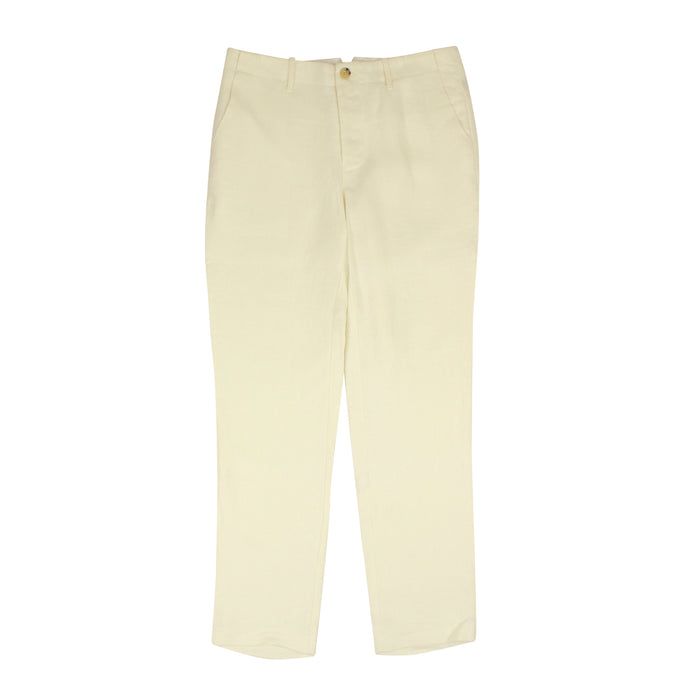 White Plaid Tailored Linen Trousers