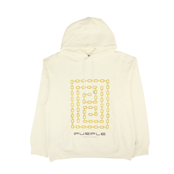 FRENCH TERRY PULLOVER HOODY - MEANDER CHAIN COCONUT MILK