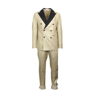 Gold Metallic Linen Double-Breasted Suit 10R