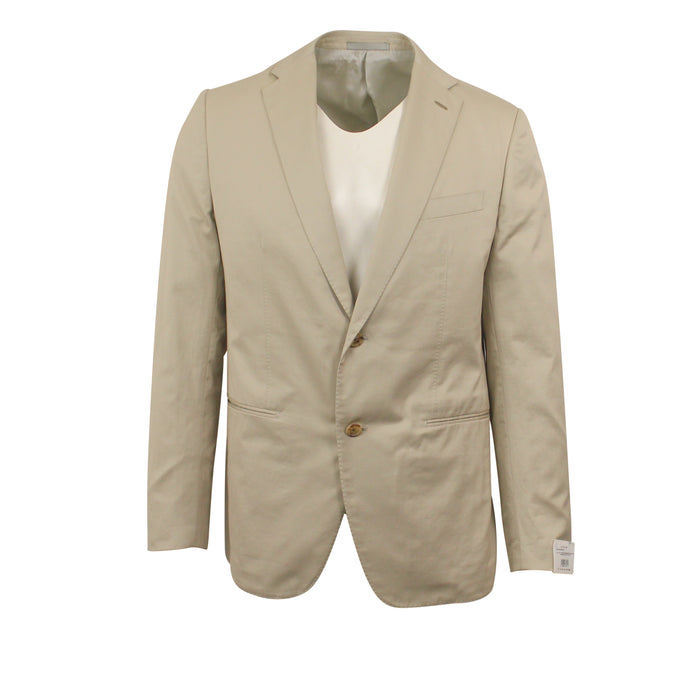 Beige Single Breasted Cotton Suit 7R