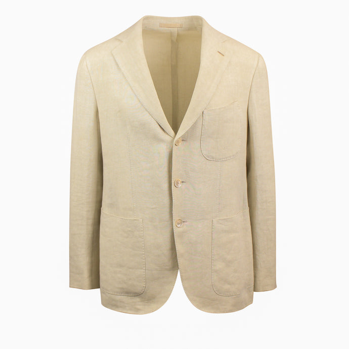 Beige Linen Single Breasted Suit 8R