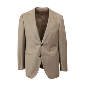 Beige Single Breasted Beige Camel Hair And Wool Suit-8R