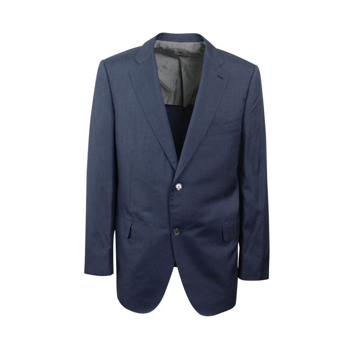 Navy Blue Single Breasted Silk Suit 6R