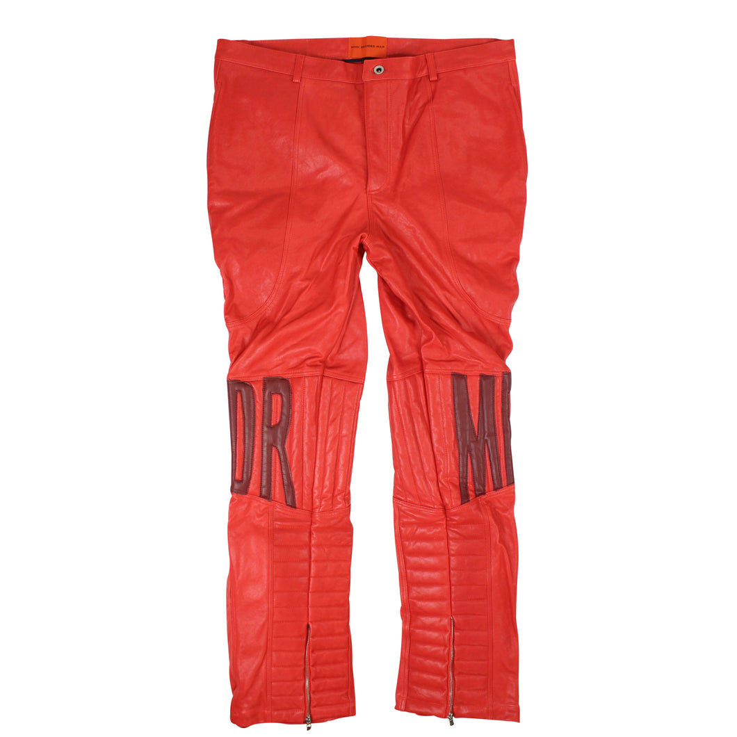 Red Mrdr Moto Leather Pant
