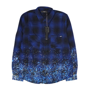 CRYSTAL PAINTER FLANNEL Blue Casual Button-Down Shirts