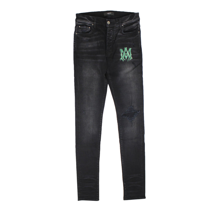 WATERCOLOR LOGO JEAN Aged Black Straight-Fit Jeans