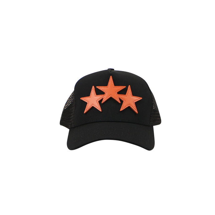 3 STAR TRUCKER HAT Black&Orange Hats