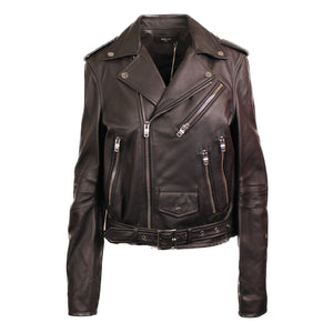 PERFECTO WITH PAINT EMBROIDERY Black Leather Jacket