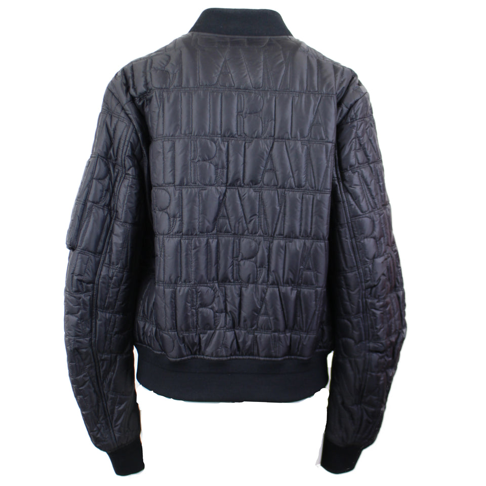 QUILTED LOGO Black Zip-UP Bomber