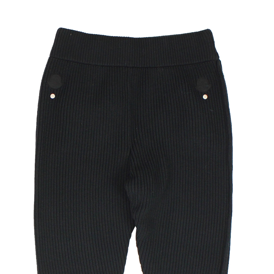 Black Logo Rib Knit Jogger Sweatpants