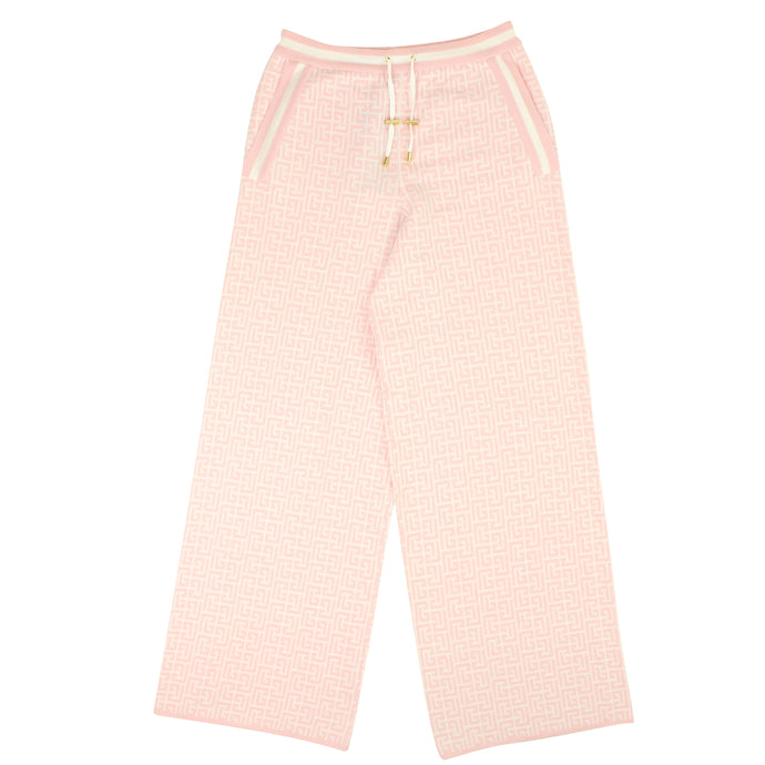 Pink Balmain Drawstring Palazzo Trousers