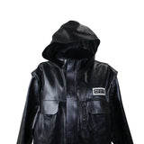 Black Leather 'Coverall' Long Coat