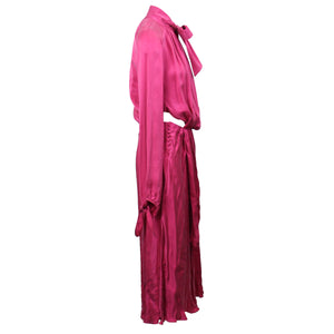 Pink Cinched Waist Long Dress