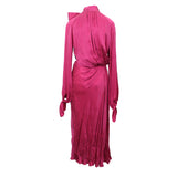 Pink Cinched Waist Long Dress