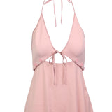 Pink Cotton Snap Bikini Mini Dress