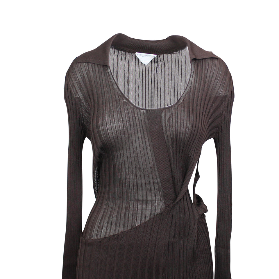 Brown Lightweight Silk Sweater Dress