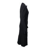 Black Stretch Cloque Straight Dress
