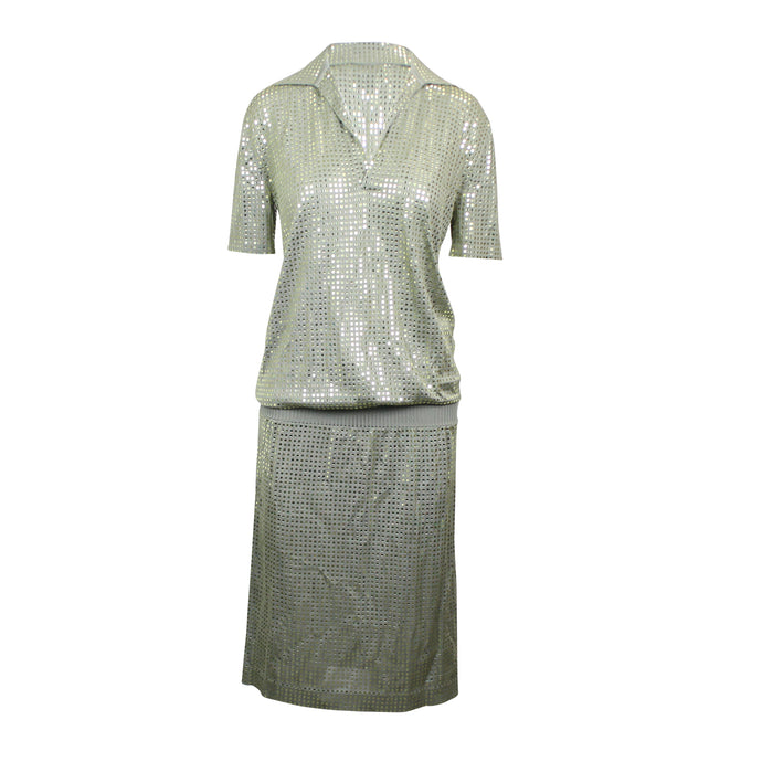 Sage Green Silk Mirrored Dress